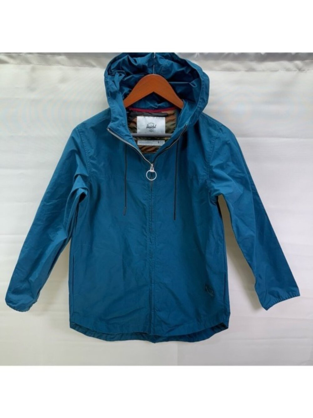 Herschel Supply Co Men’s Small Hooded Zip Jacket Teal Lightweight Cotton Blend